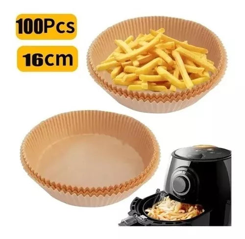 Canastilla Papel Antiadherente Air Fryer - 100 Unidades para Cocinar Sin Suciedad