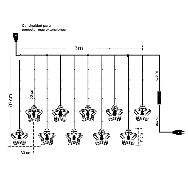 ¡Ilumina tu Navidad con la Cortina Intercalada Estrellas 3M y 100 LEDS!